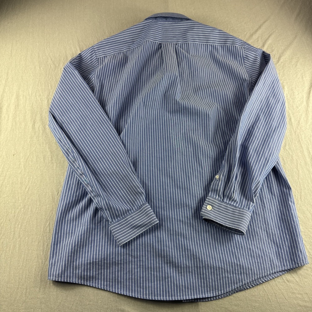 Eddie Bauer Wrinkle Resistant Shirt Mens L Blue Relaxed Fit Striped Long Sleeve - Picture 2 of 6